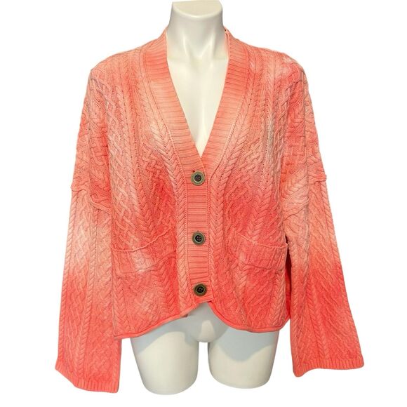 Free People Washed Ashore Red Chunky Knit Cardigan - Picture 1 of 10